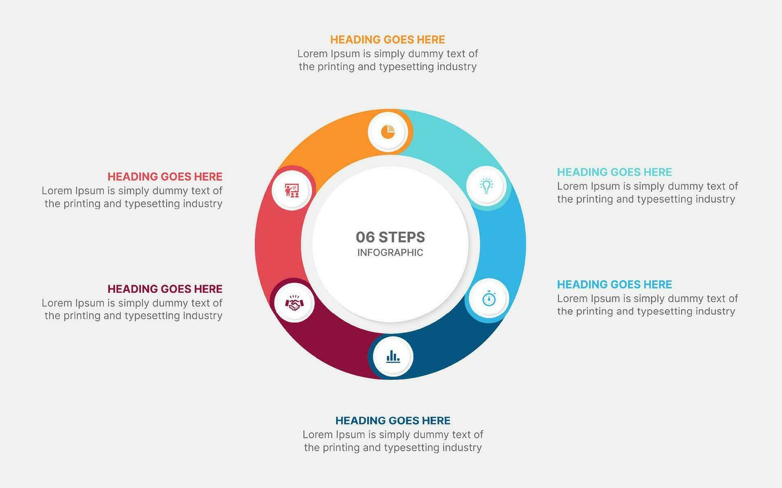 Six Options Circle Cycle Infographic Template Design vector