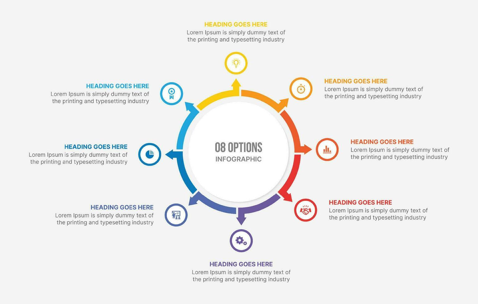 Cycle Infographic Template Design With 8 Steps or Options, Workflow or Process Diagram vector