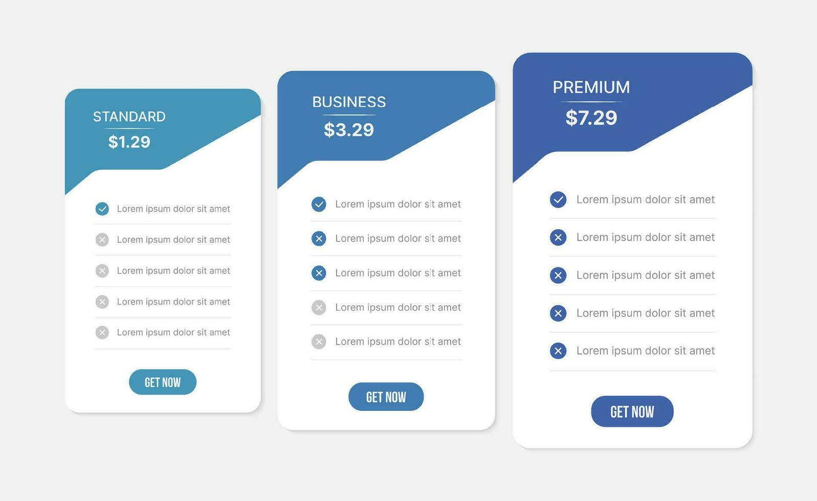 Subscription Plan Price Comparison Table Infographic Design Template vector