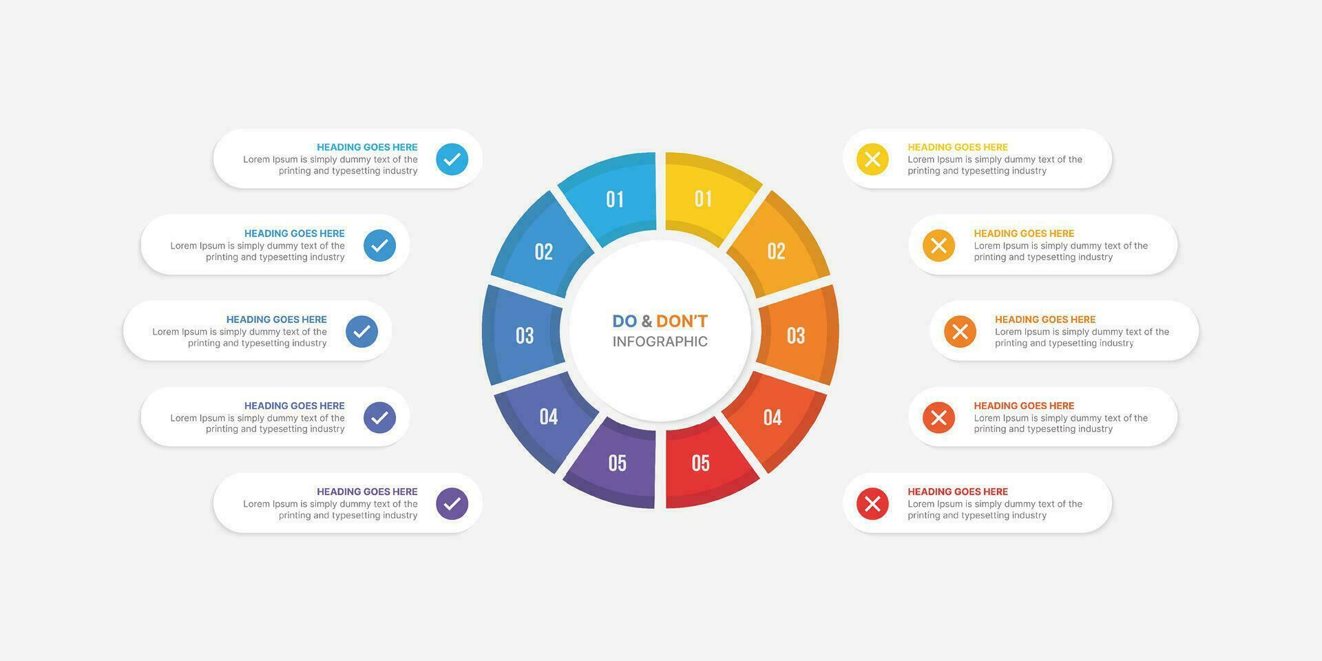 dos y no, pros y contras, vs, versus comparación circulo infografía diseño modelo vector