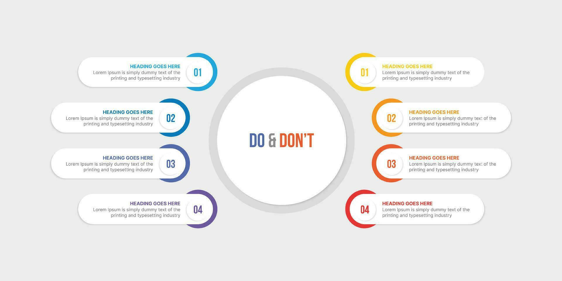 Round Circle Do and Don't, Pros and Cons, Vs, Versus Comparison Infographic Design Template vector
