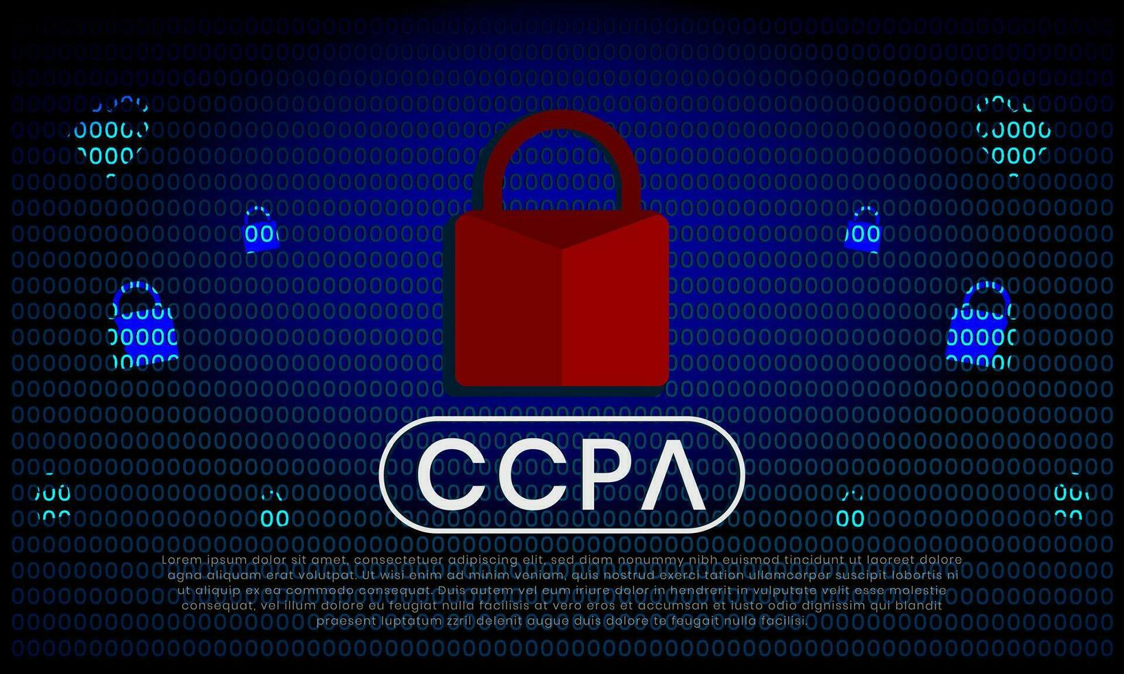 California Consumer Privacy Act CCPA symbol with lock illustration for editorial and websites vector