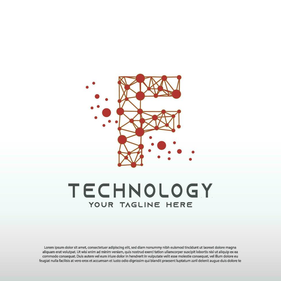 tecnología logo con inicial F carta, red icono -vector vector