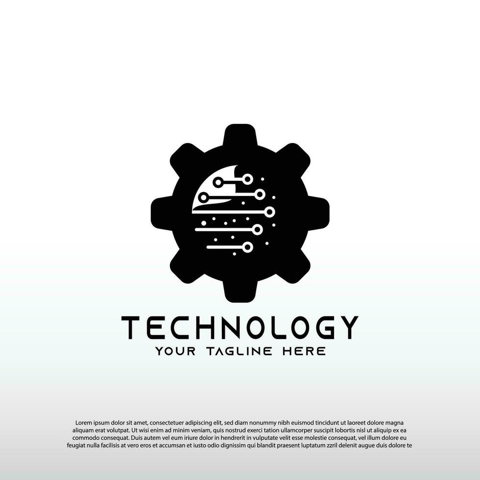 Technology logos, future technology icons, gear logos, circuit style lines, vector illustration elements