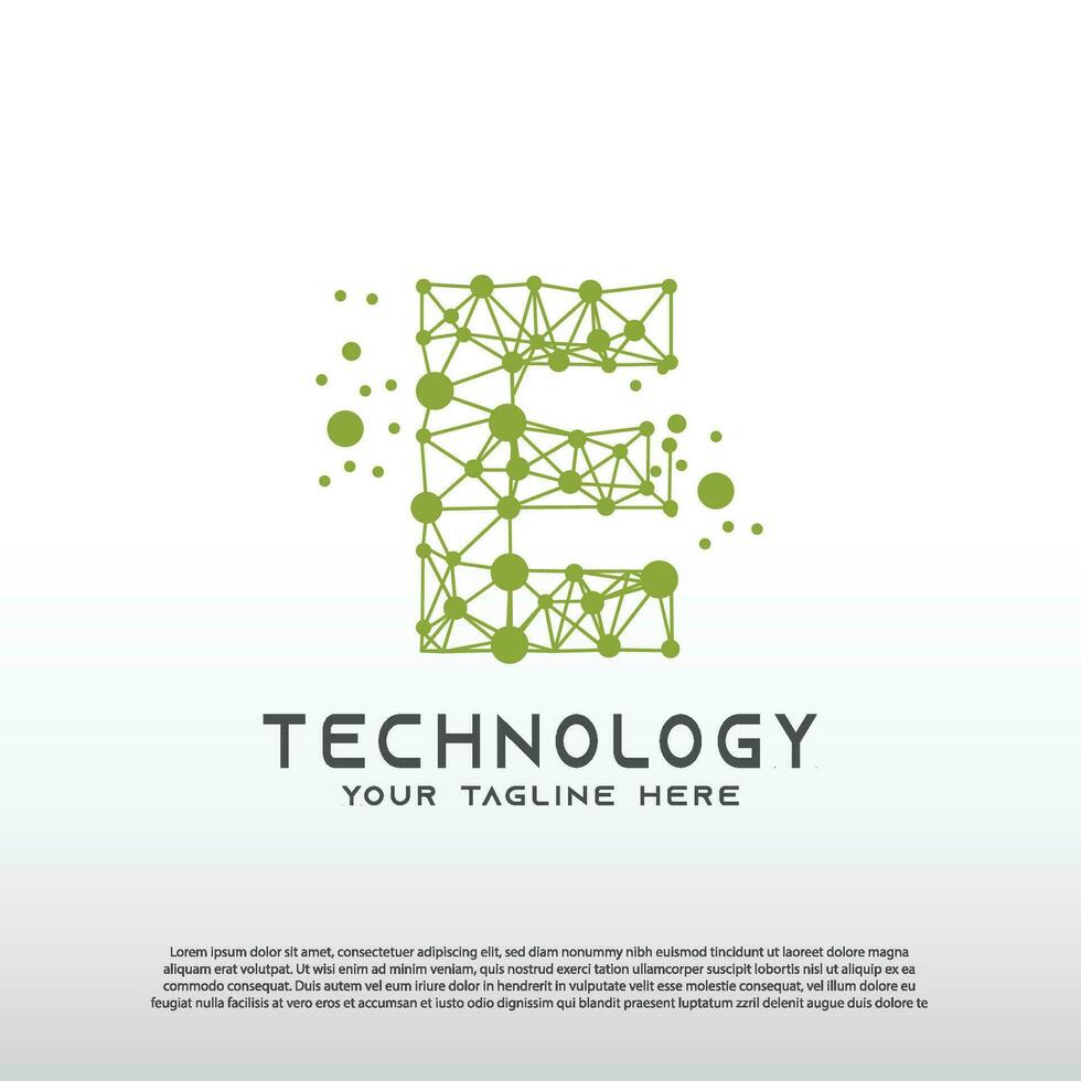 Technology logo with initial E letter, network icon -vector vector