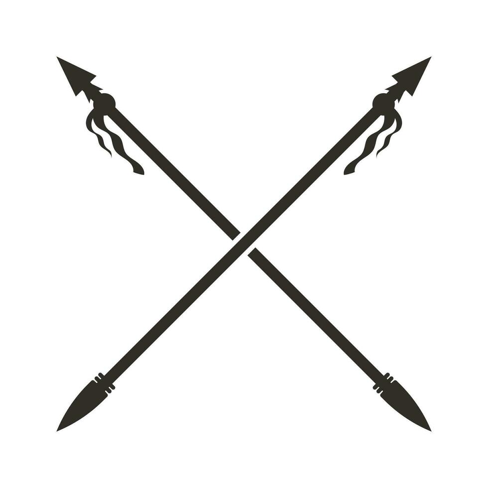 crossed for medieval spear or lance weapon flat icons vector