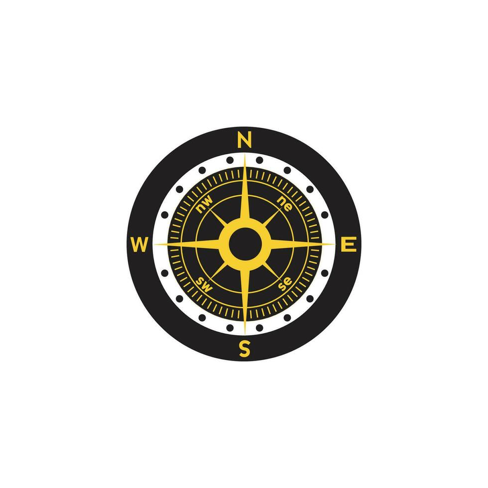 Compass logo design. pointer north, south, east, west, compass symbol. direction sign. vector element illustration.