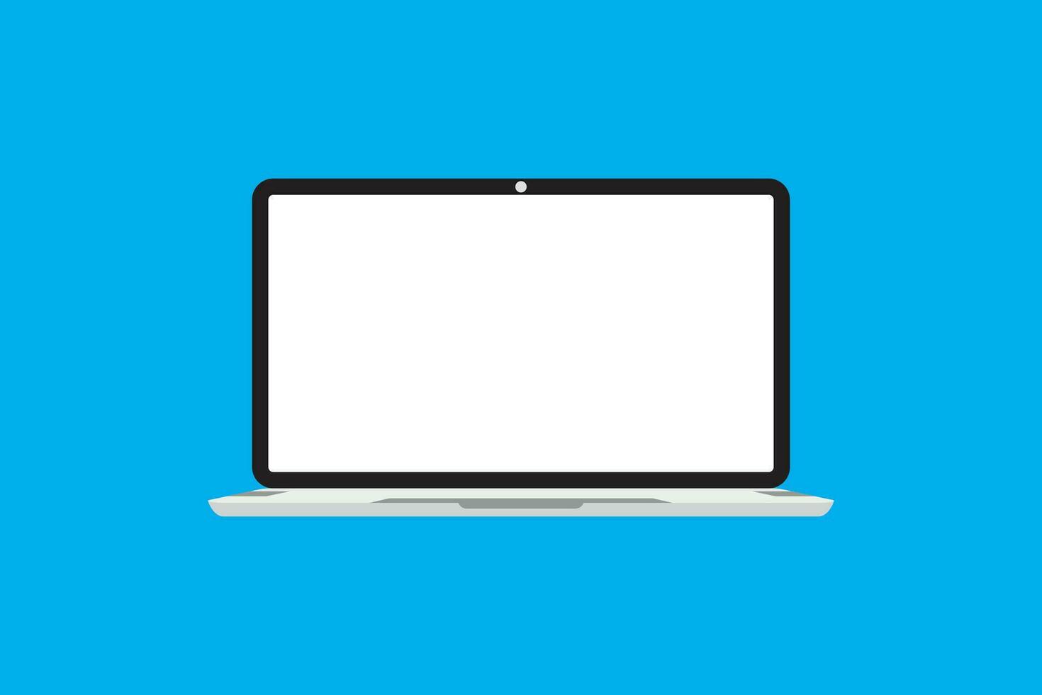 Laptop in trendy flat style with empty screen. Mock up  design template. Notebook with a blank display. Vector illustration element
