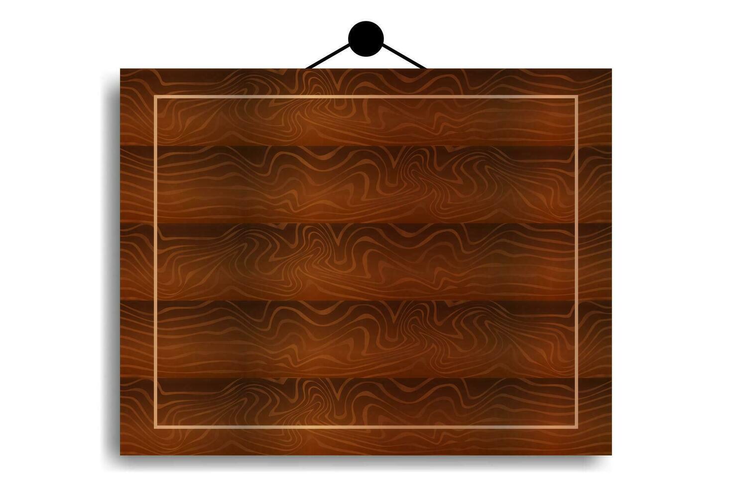 Wooden board hanging on wall with a white background vector