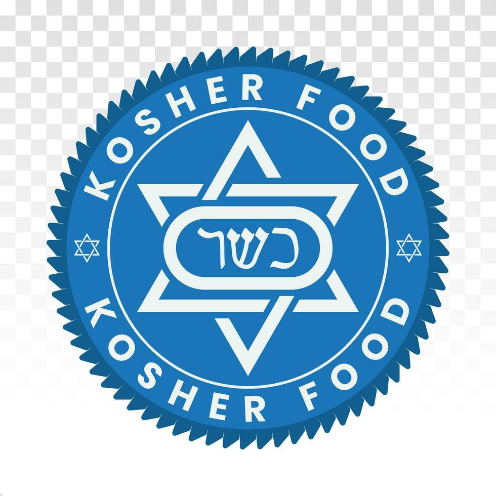 Blue kosher certification foods stamp, label, sticker or flat icons for apps or websites vector