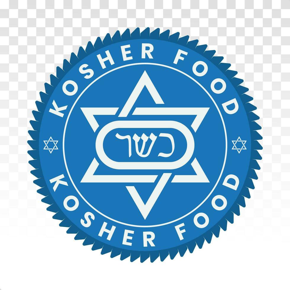 Blue kosher certification foods stamp, label, sticker or flat icons for ...