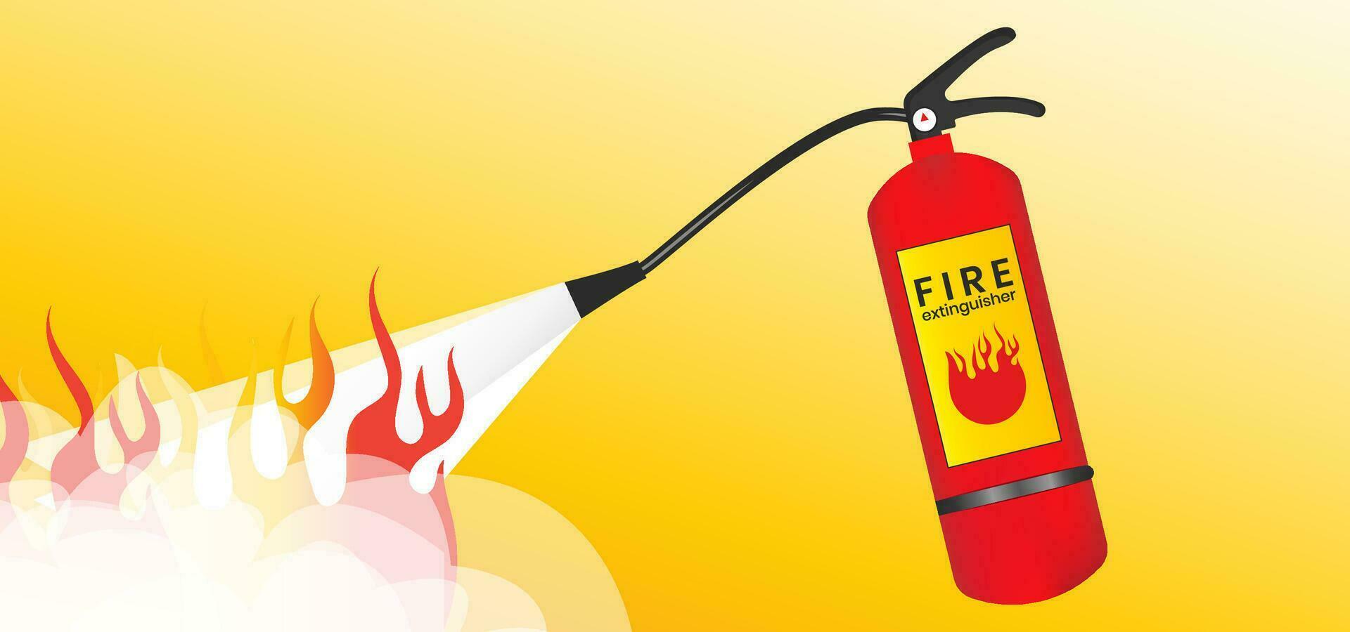 ilustración de fuego luchando con extintores vector