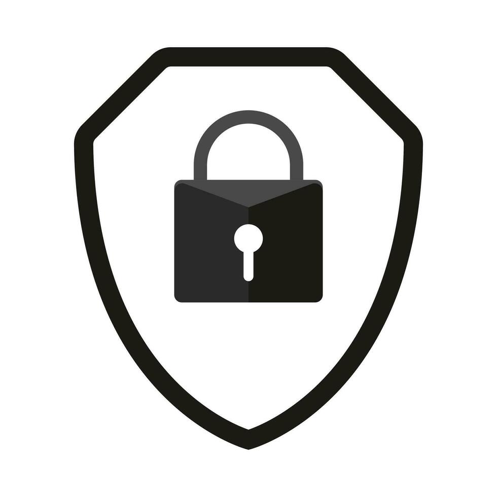 Security shield or virus shield lock icon for apps and websites vector