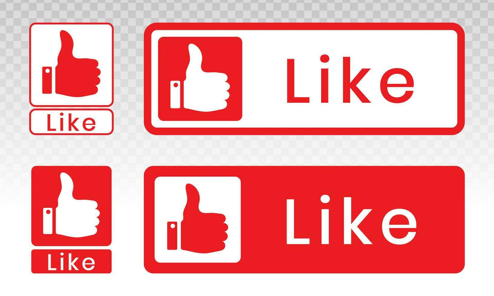 collection of thumbs up Like button. vector flat icon for social