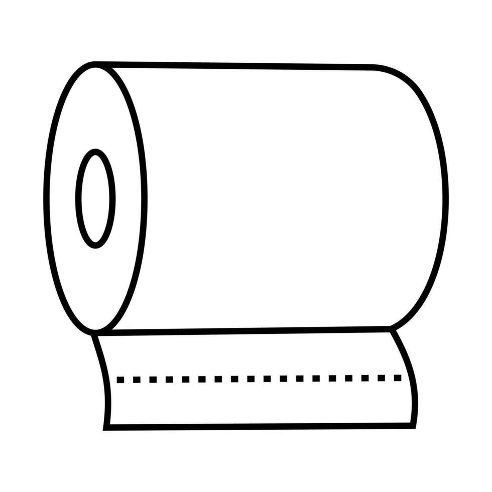 Bathroom or toilet tissue paper roll line art icon for apps and websites vector