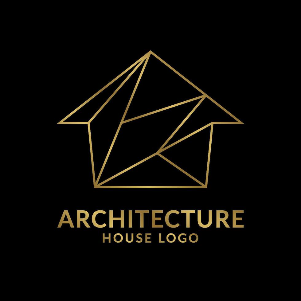 real casa minimalista lujoso contorno logo vector