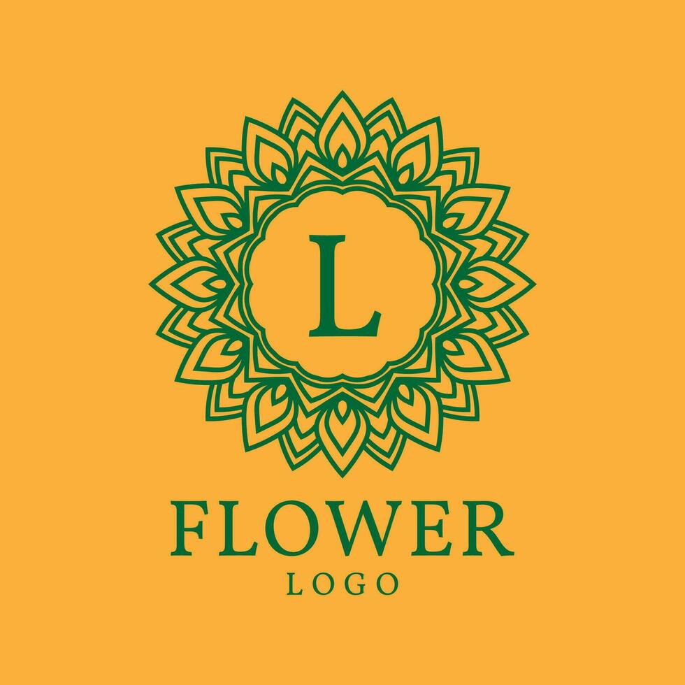 flor marco letra l inicial vector logo diseño