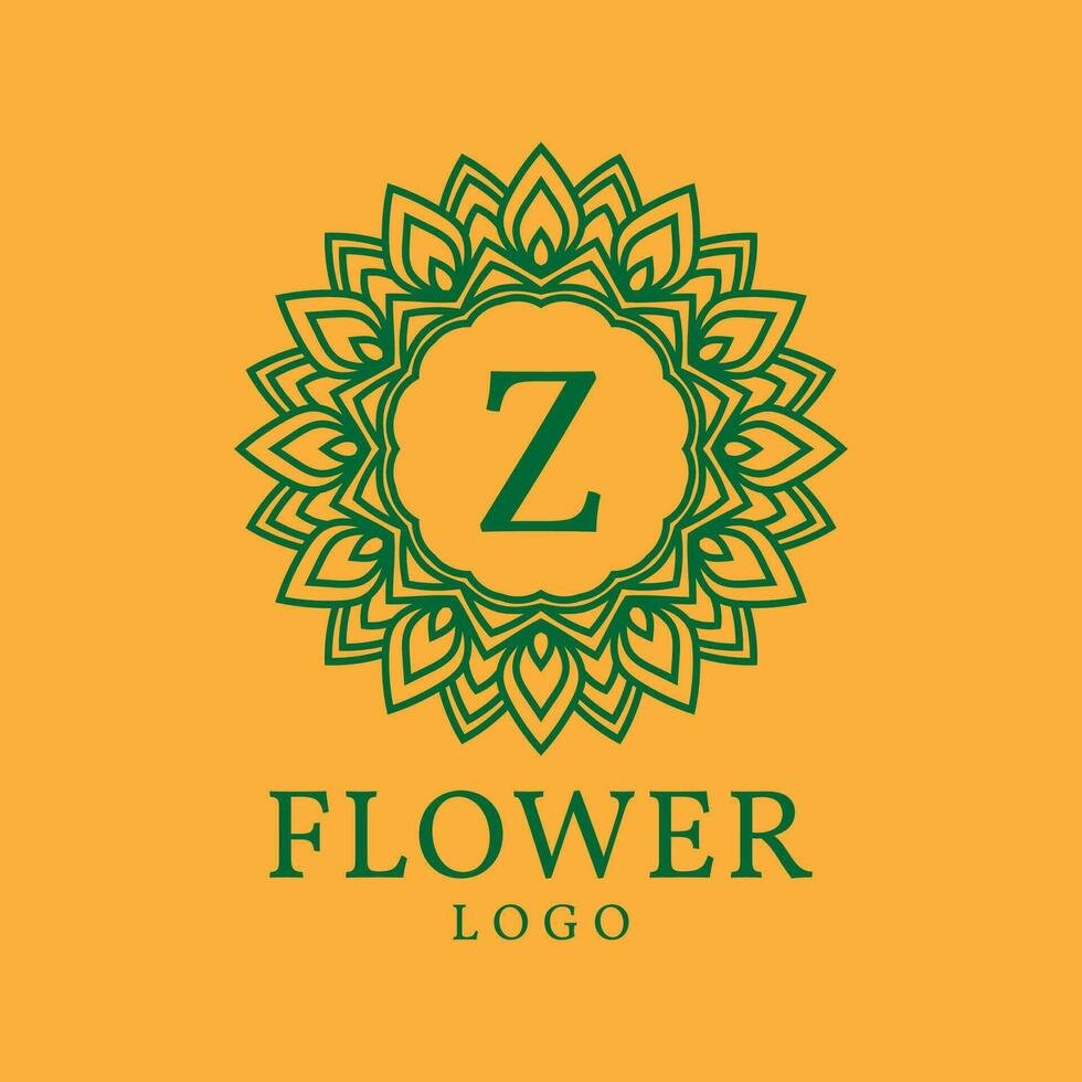 flor marco letra z inicial vector logo diseño