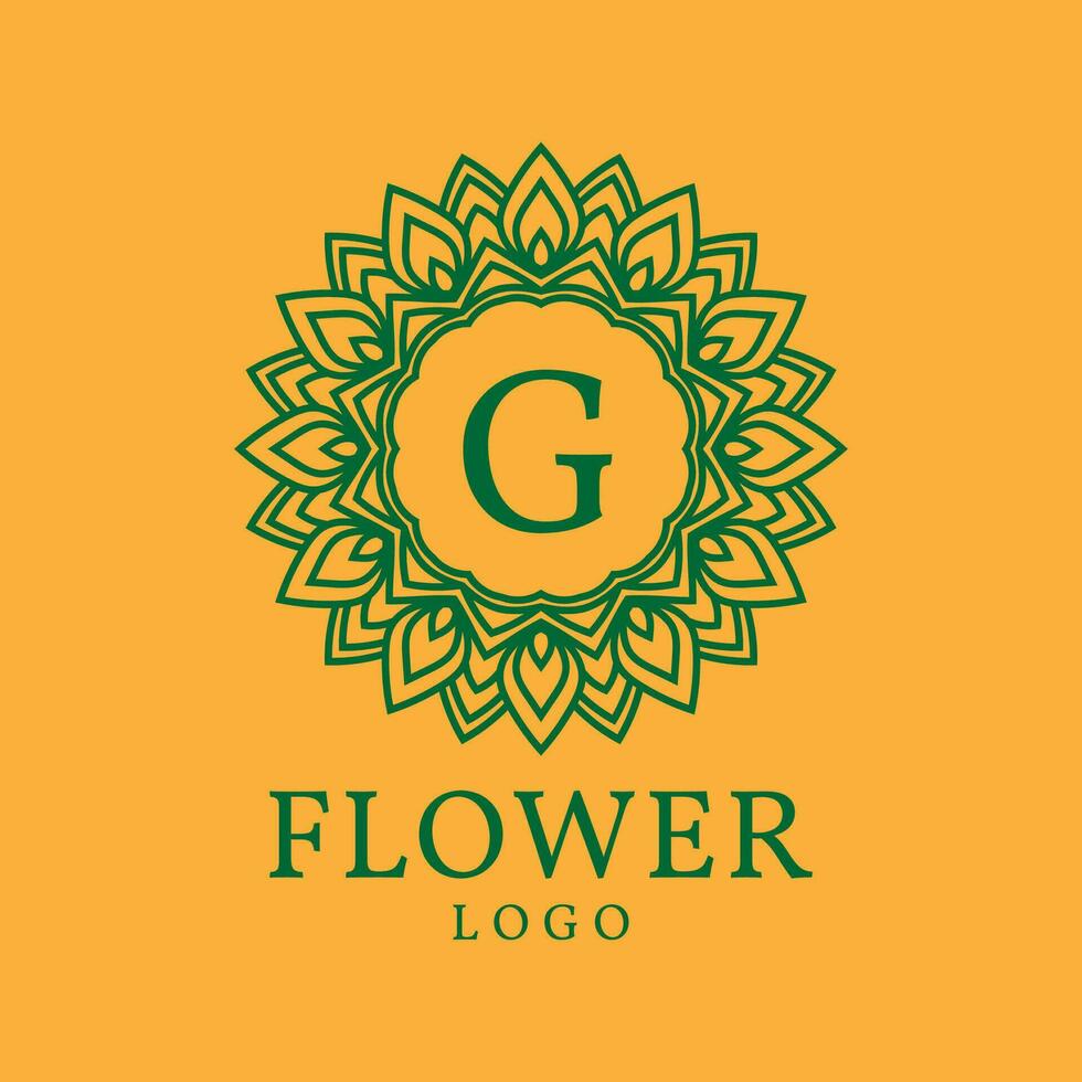 flower frame letter G initial vector logo design