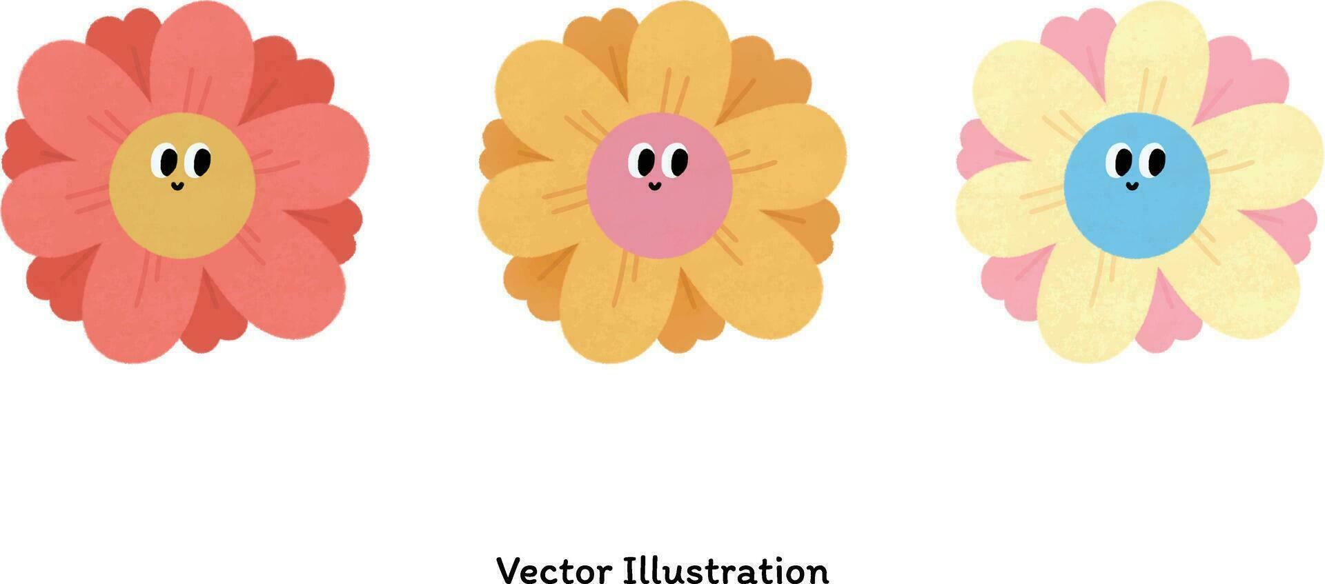 Set of vector cute flower for decoration