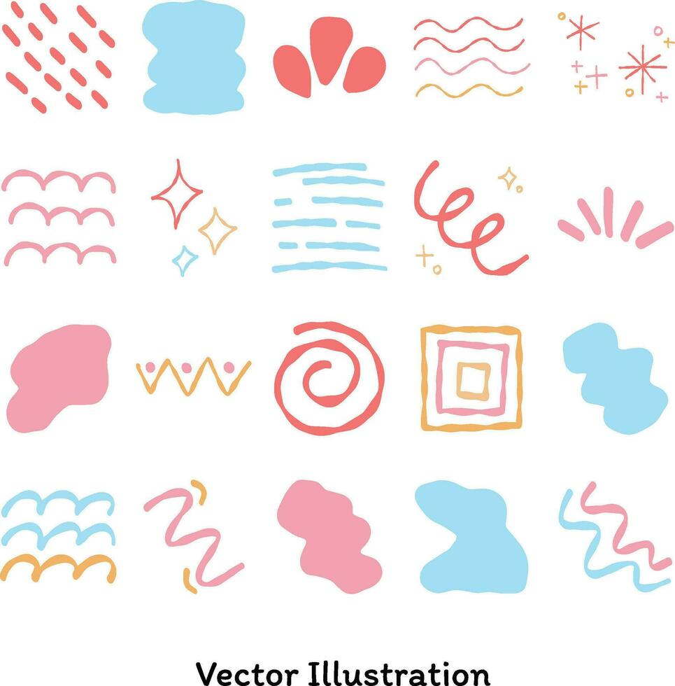 Set of colorful vector doodle for decoration