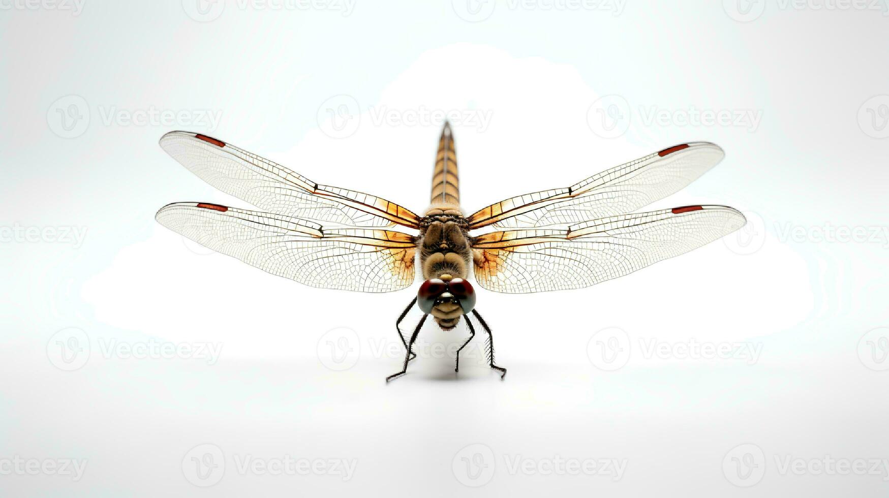 Photo of a dragonfly on white background. Generative AI