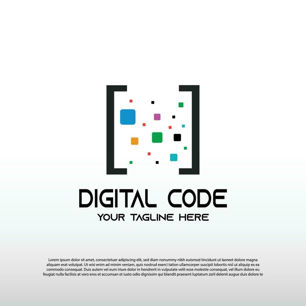 Digital code logo with pixel concept. Barcode. technology icon -vector vector