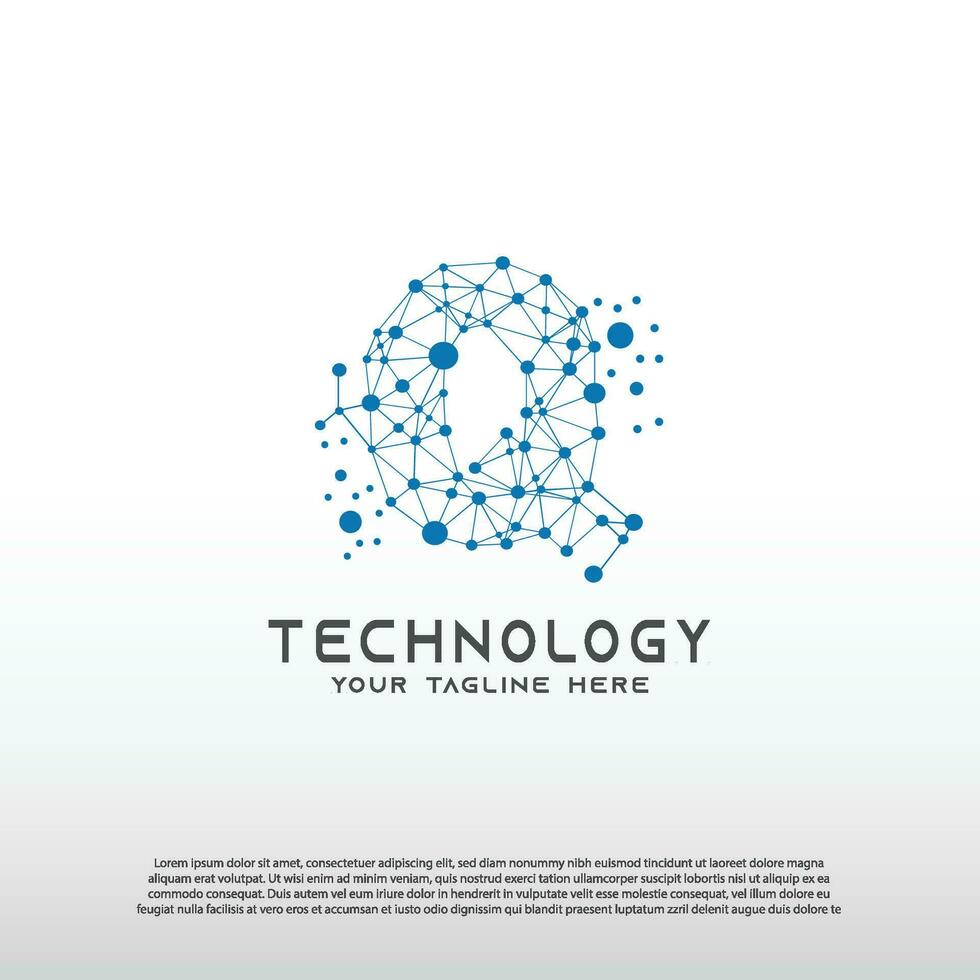 tecnología logo con inicial q carta, red icono -vector vector