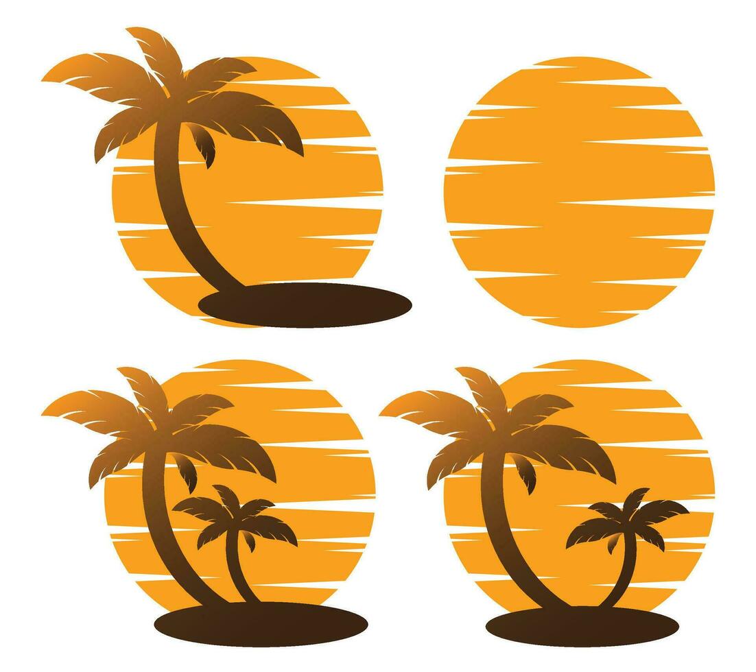 vector design of palm and sun logo. summer sign or symbol