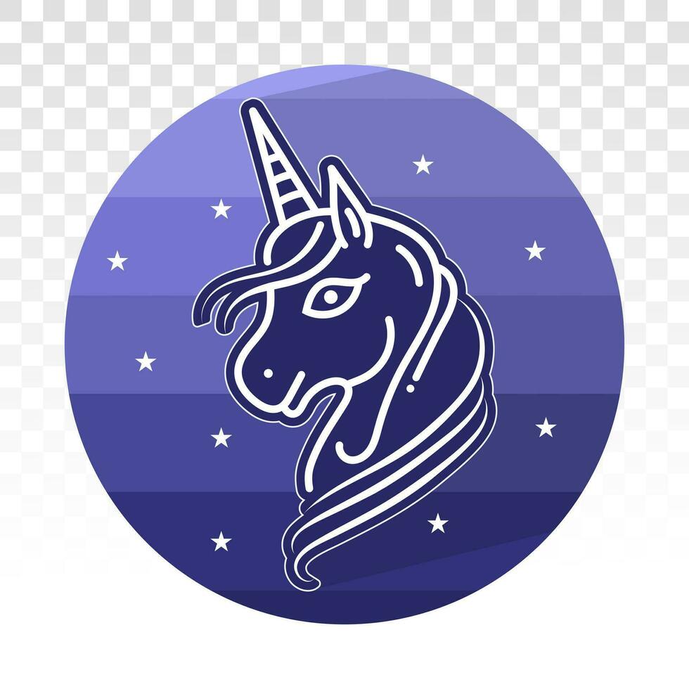Magical unicorn - legendary mythical creature flat icon for apps and websites vector