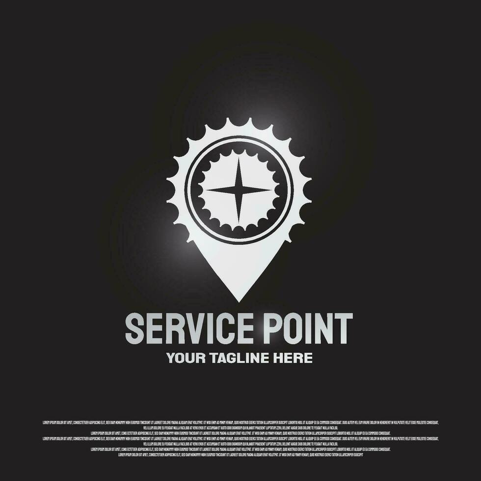 Service point logo design with gears and compass concept. machine engineering sign. vector technology icon
