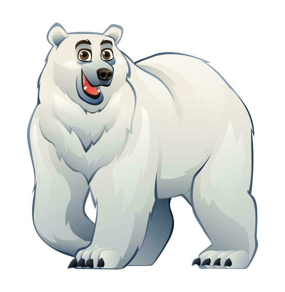 Cheerful polar bear vector cartoon illustration