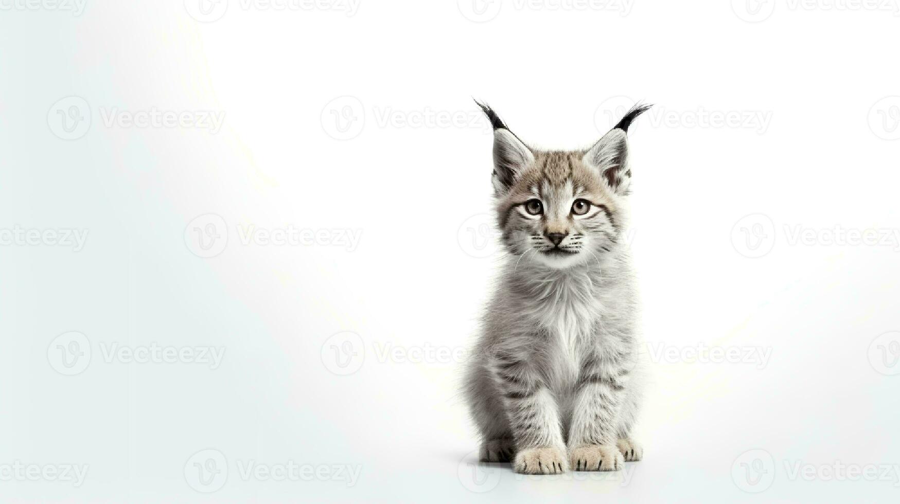 Photo of a lynx on white background. Generative AI