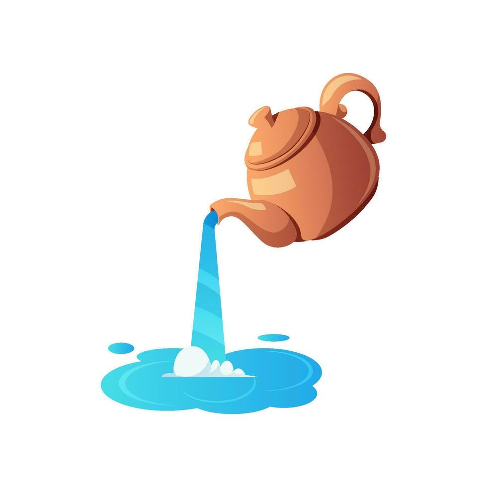 Teapot pouring water on floor vector