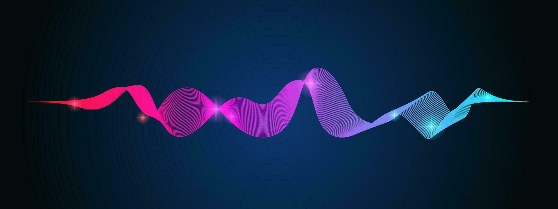 Music wave with abstract gradient line waves vector