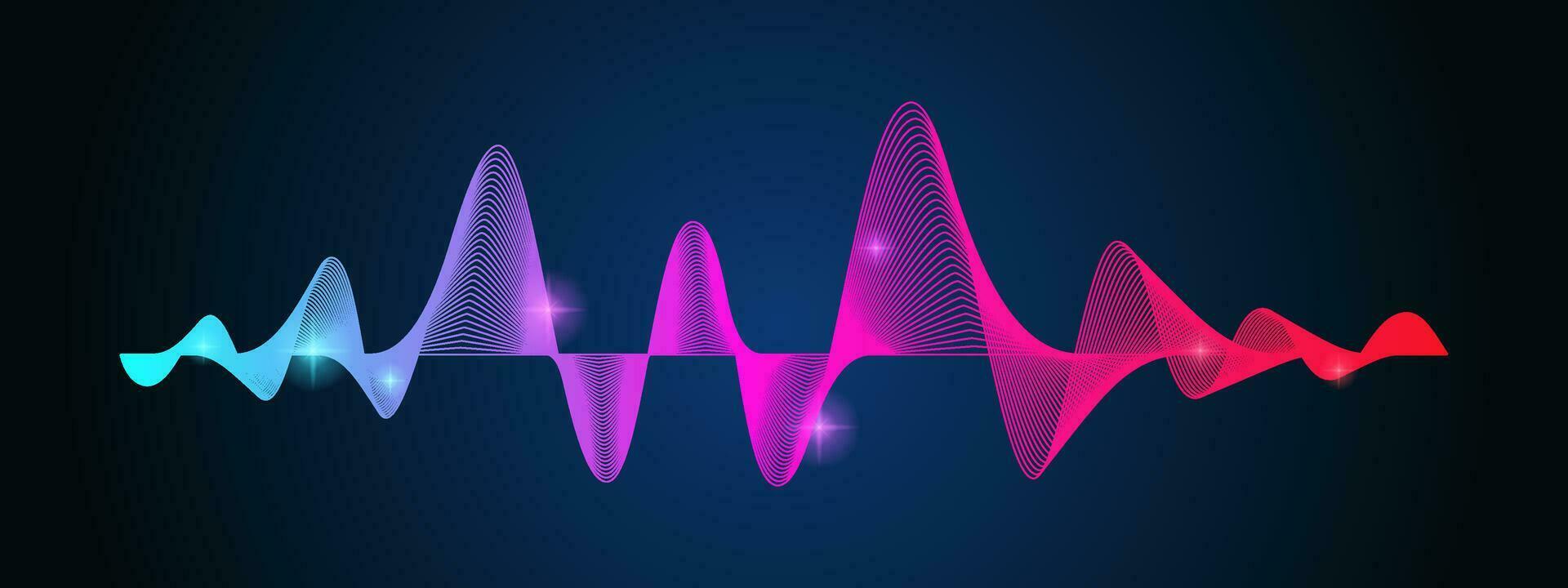 Music wave with abstract gradient line waves vector