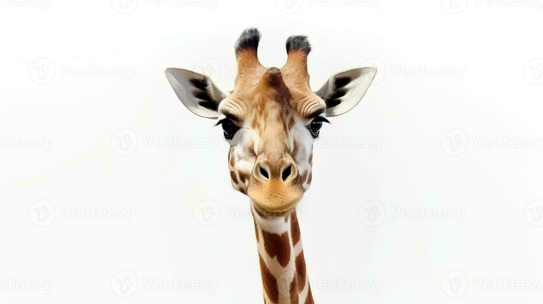 Photo of a giraffe on white background. Generative AI