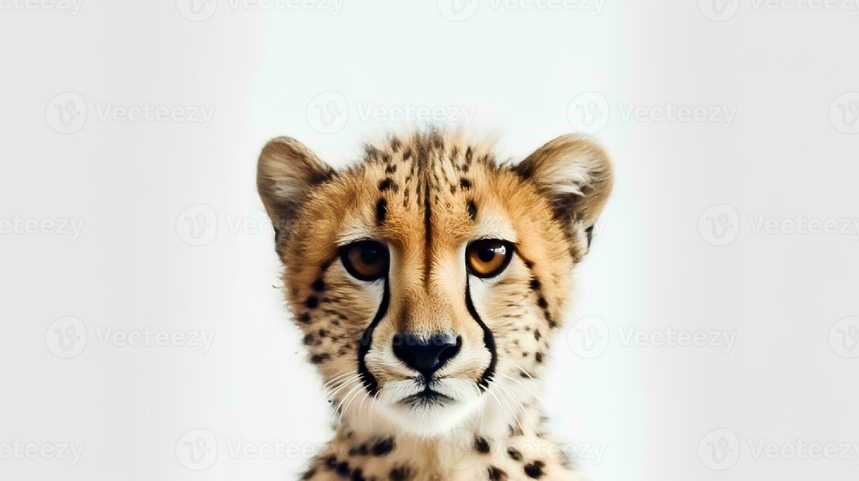 Photo of a cheetah on white background. Generative AI