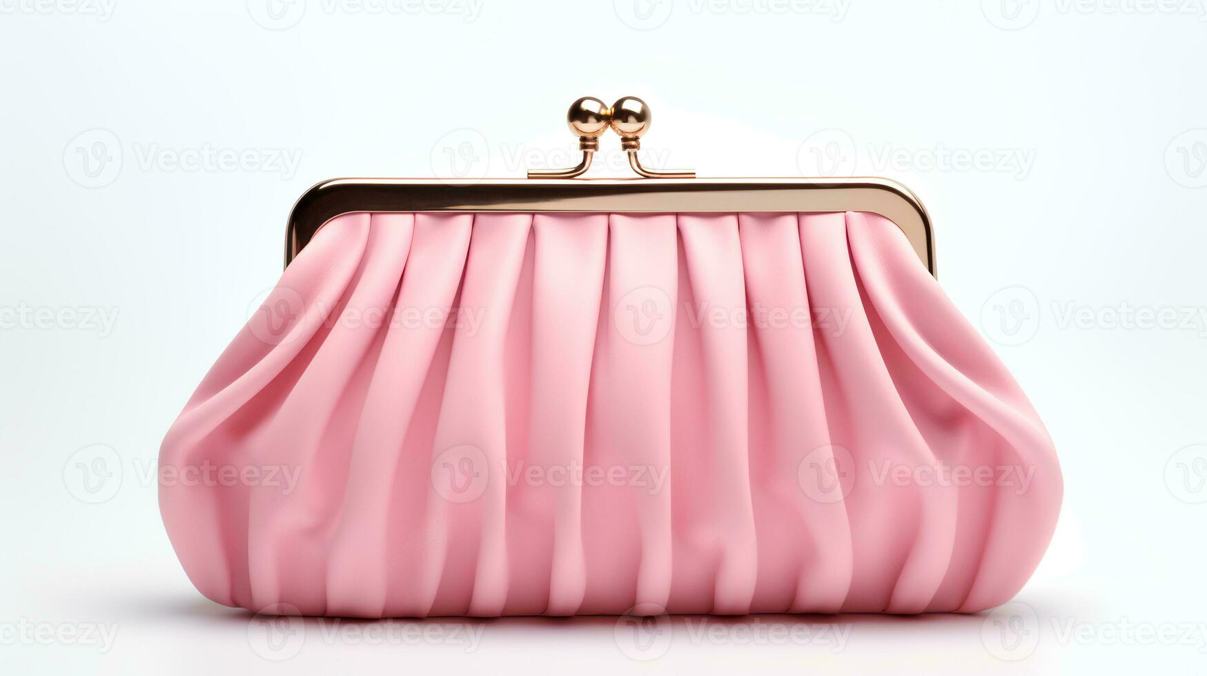 Photo of Cute pink clutch isolated on white background