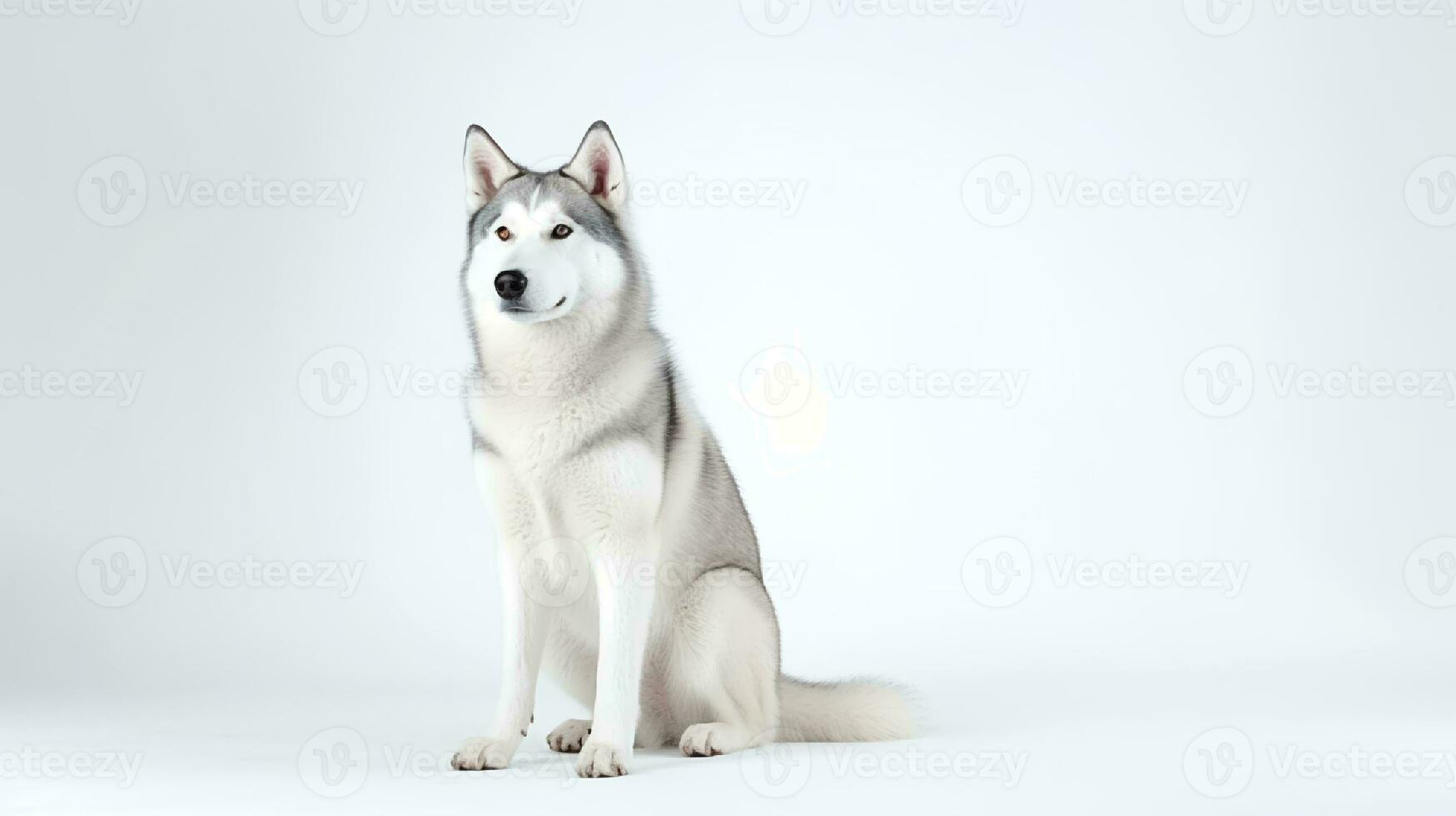 Photo of a siberian husky on white background. Generative AI