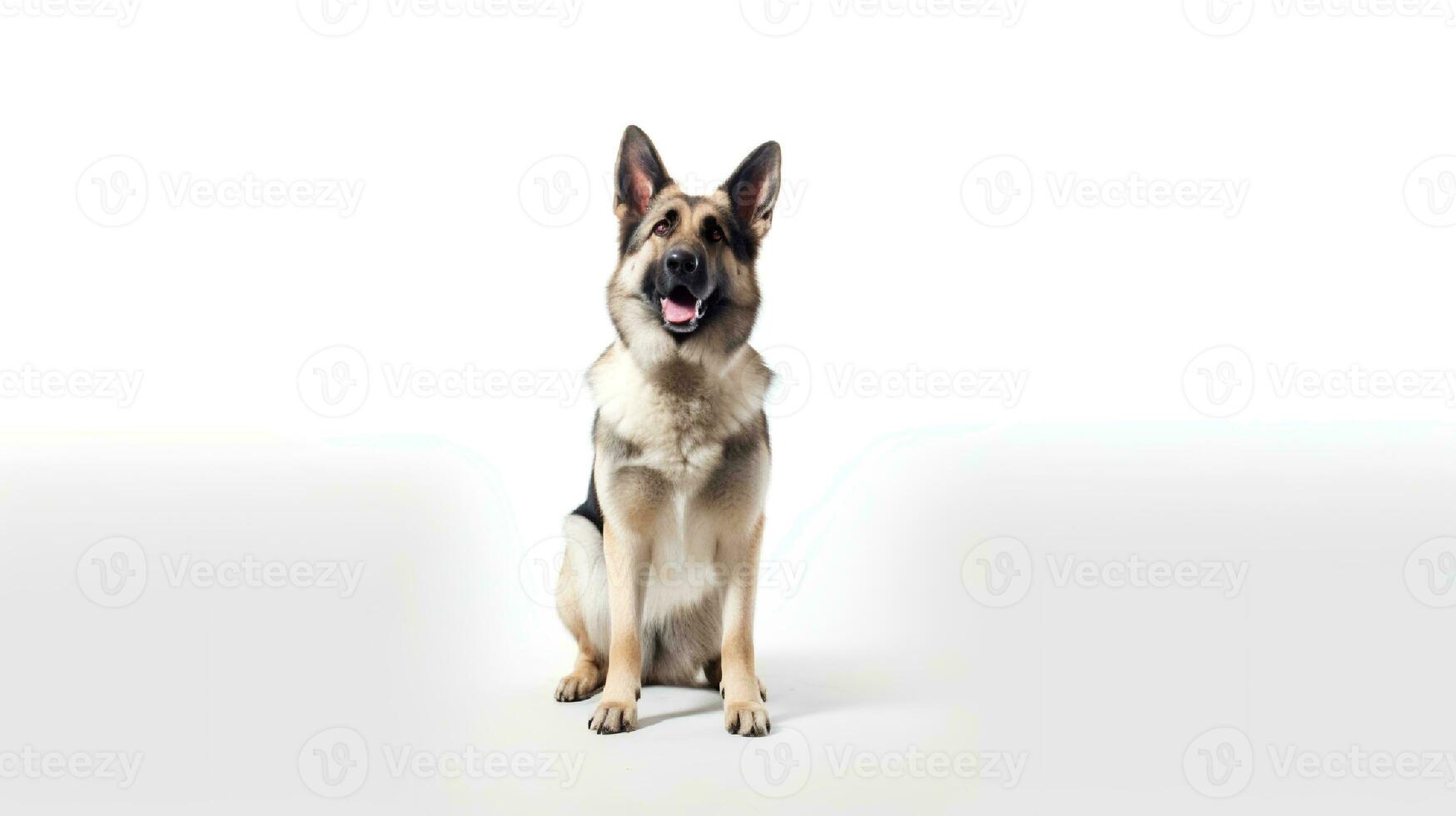 Photo of a german shepherd on white background. Generative AI