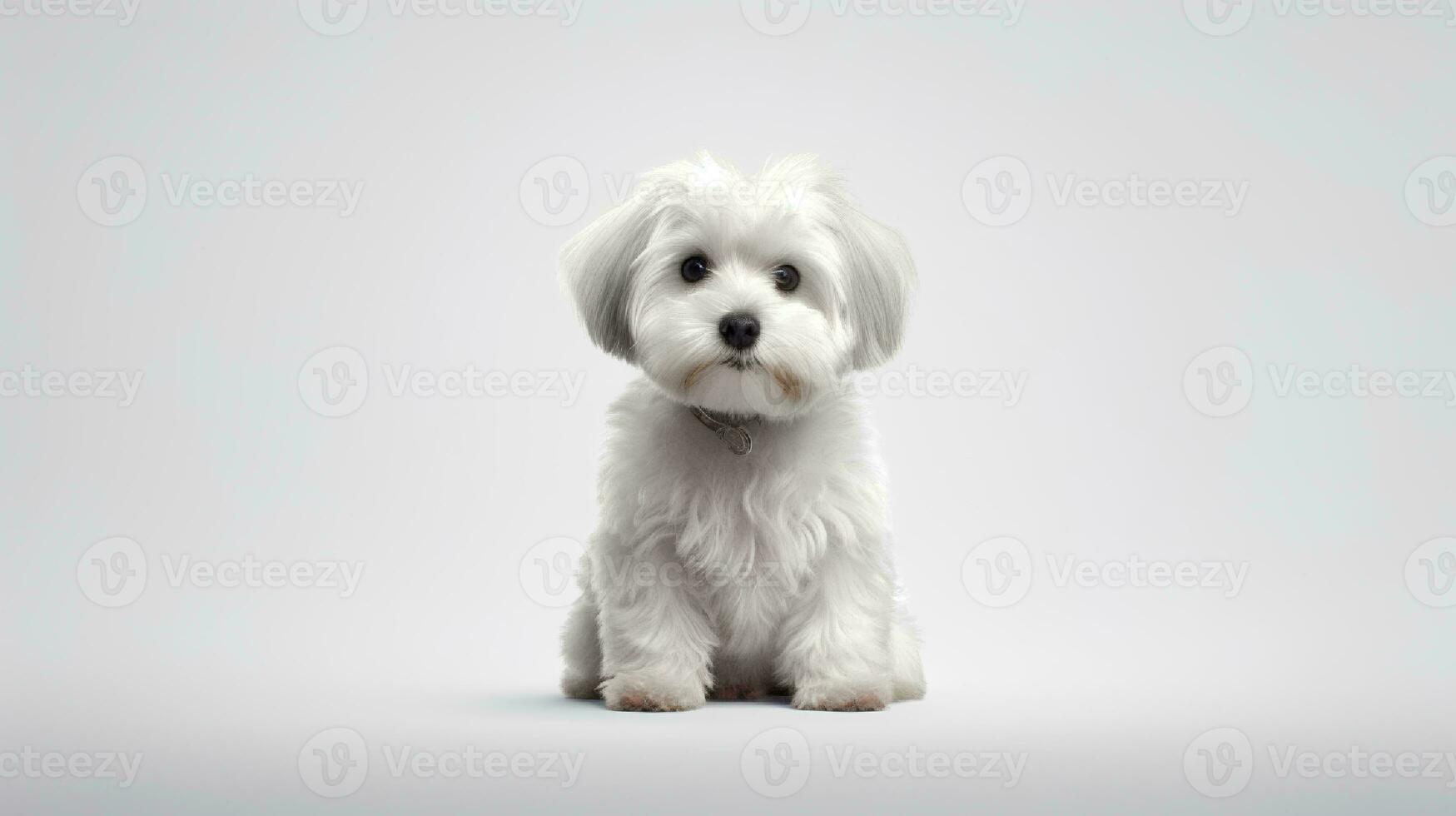 Photo of a lhasa apso on white background. Generative AI