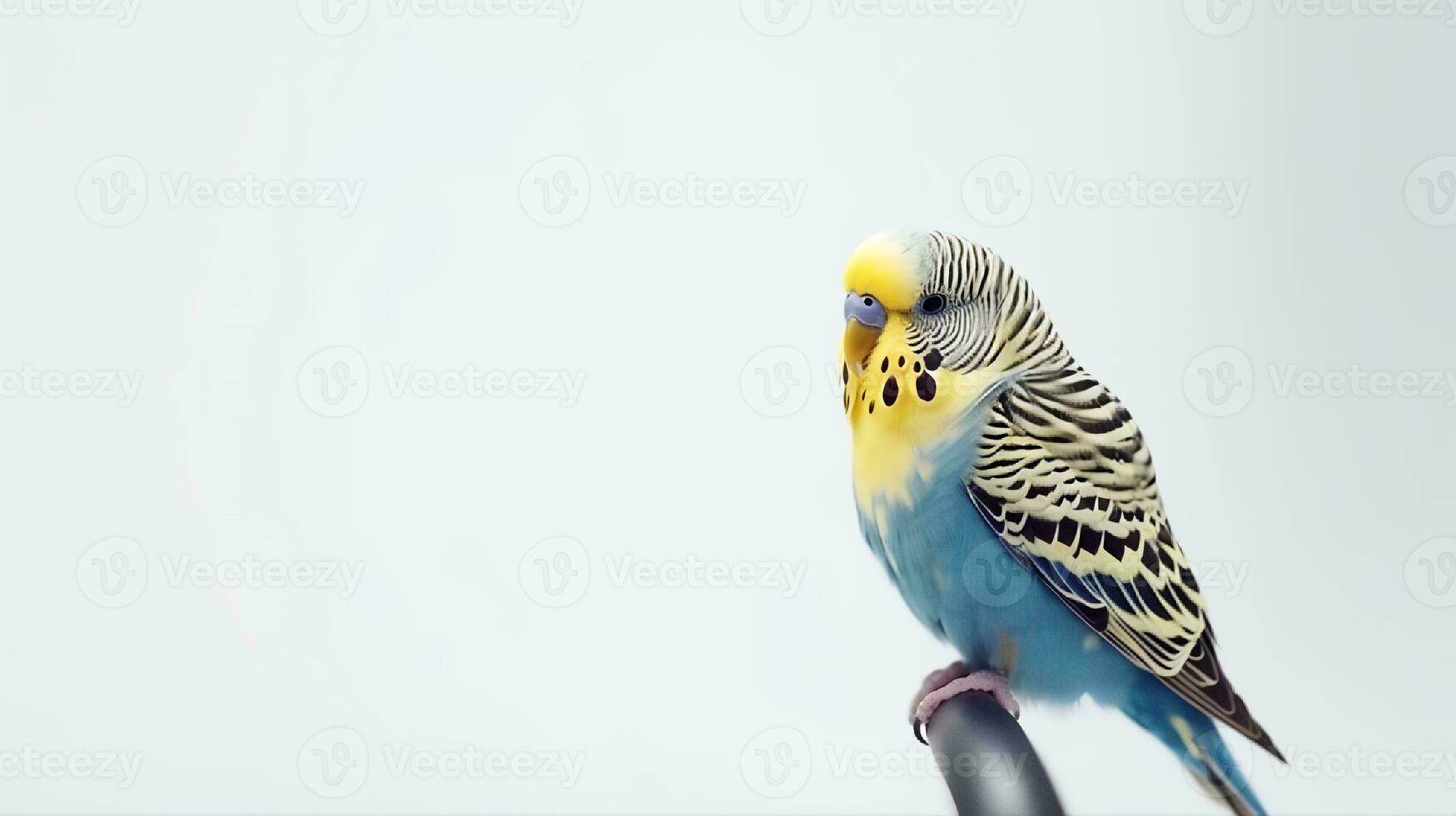 Photo of a Budgie bird on white background. Generative AI