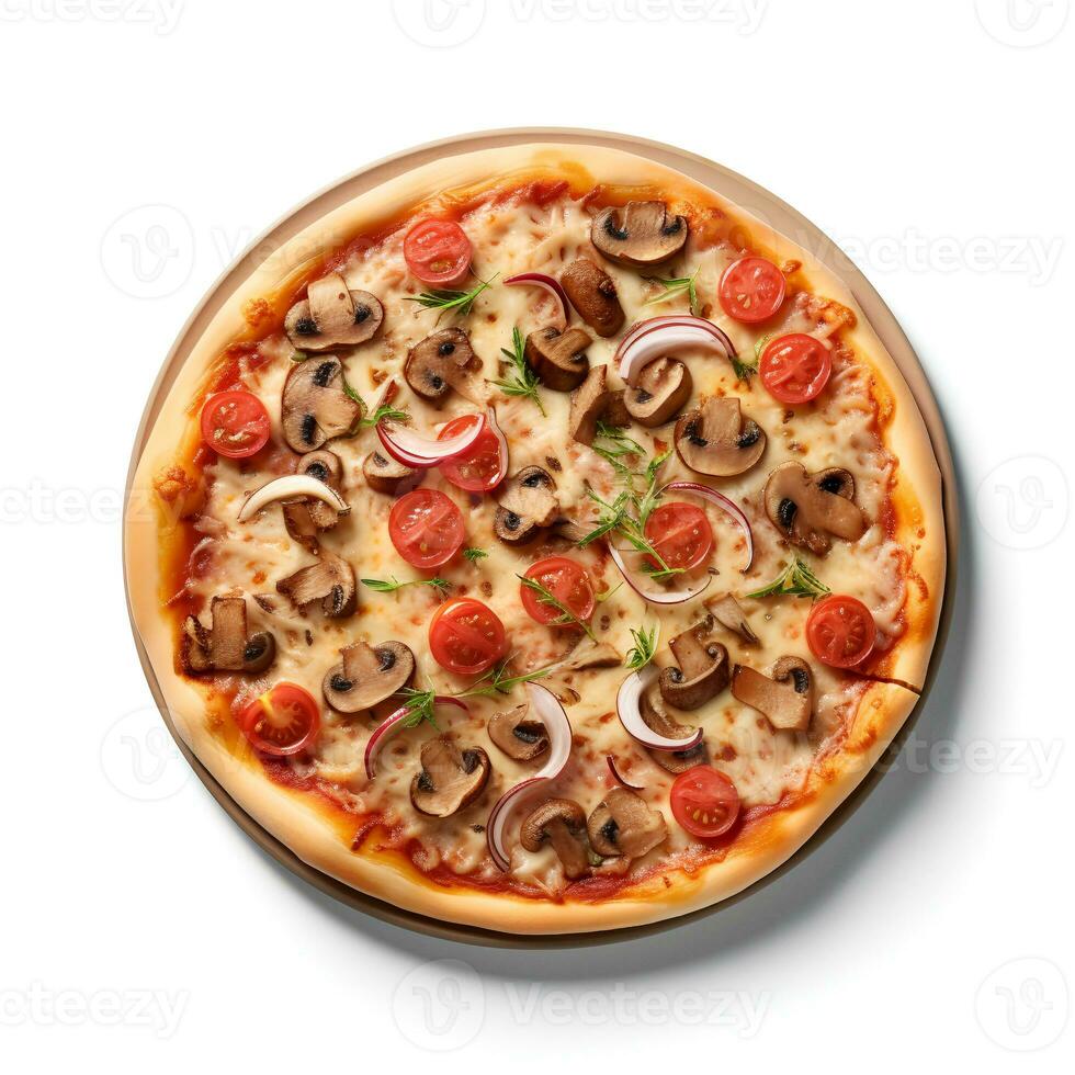 Food photography of Pizza isolated on white background. Generative AI photo