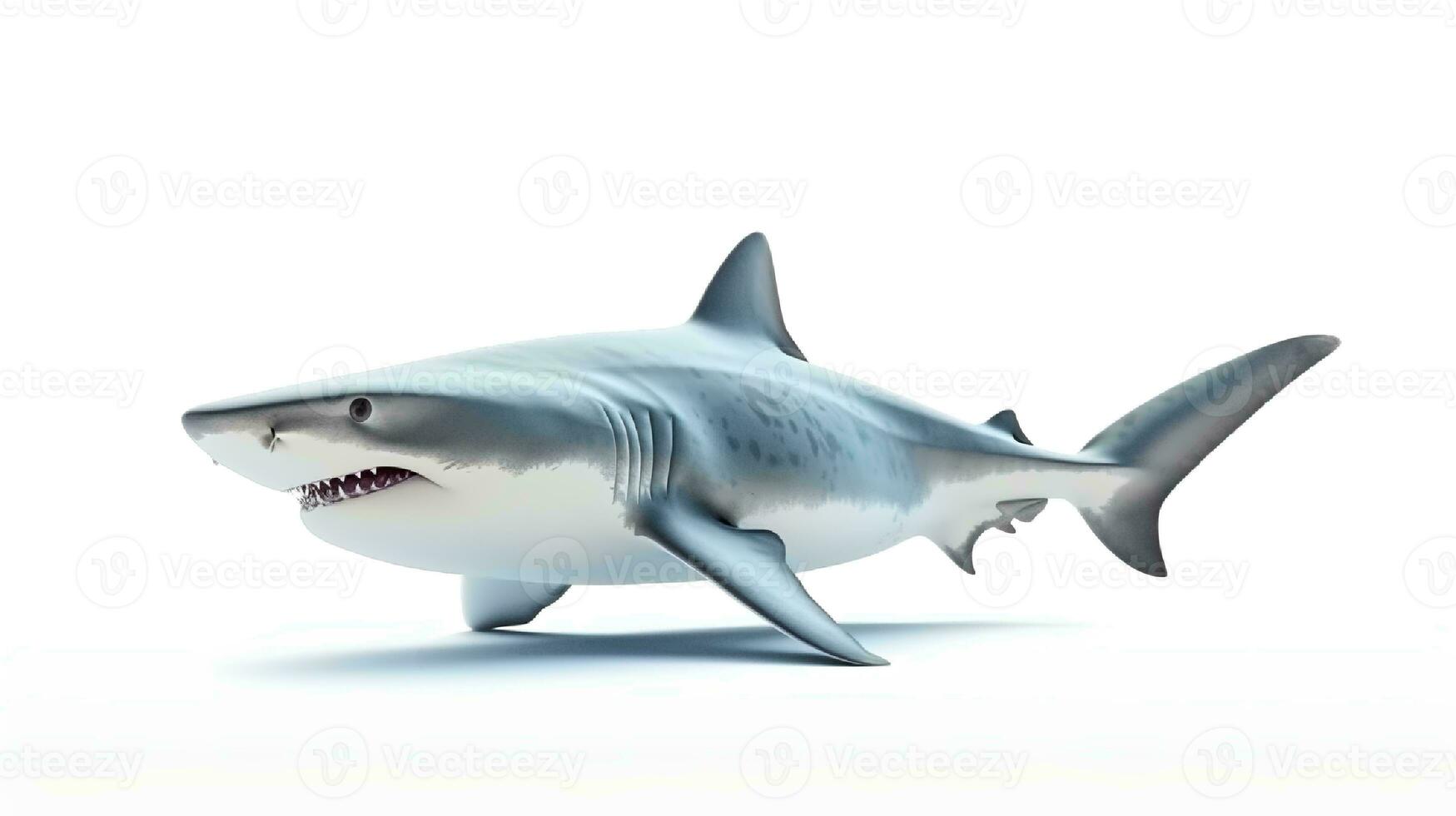 Photo of a shark on white background. Generative AI