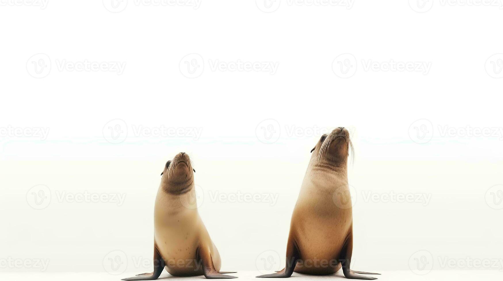 Photo of a sealions on white background. Generative AI