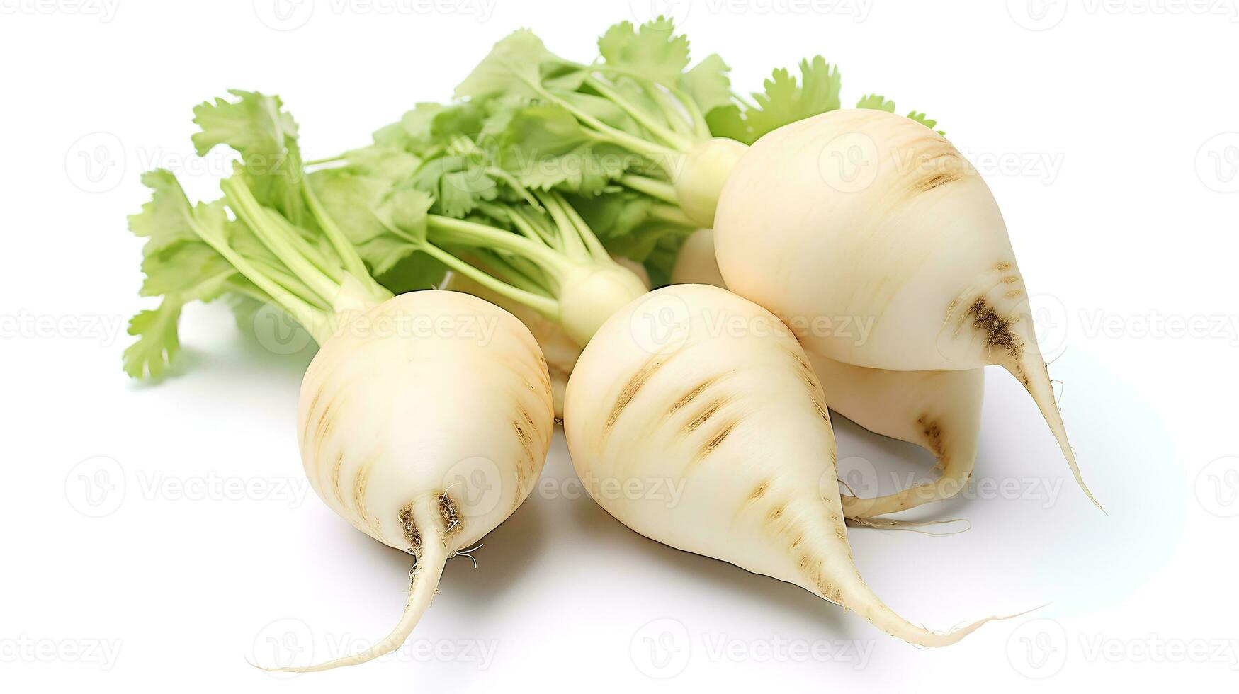 Photo of Daikon radish isolated on white background