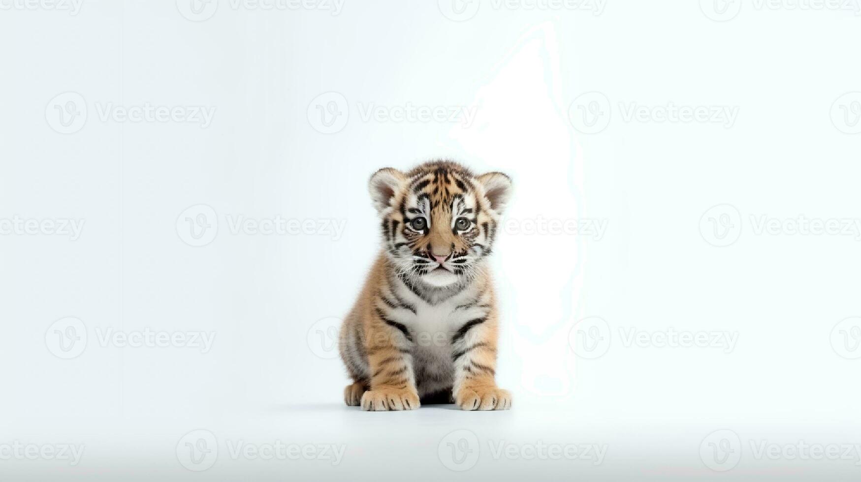 Photo of a tiger on white background. Generative AI