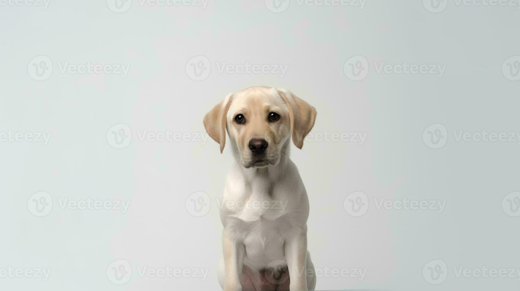 Photo of a labrador retriever on white background. Generative AI