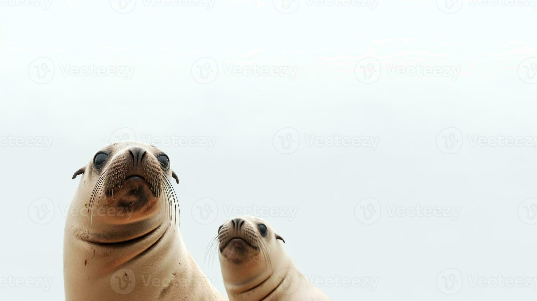 Photo of a sealions on white background. Generative AI